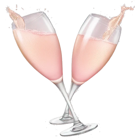 glasses of pastel pink champagne are smashing against each other emoji