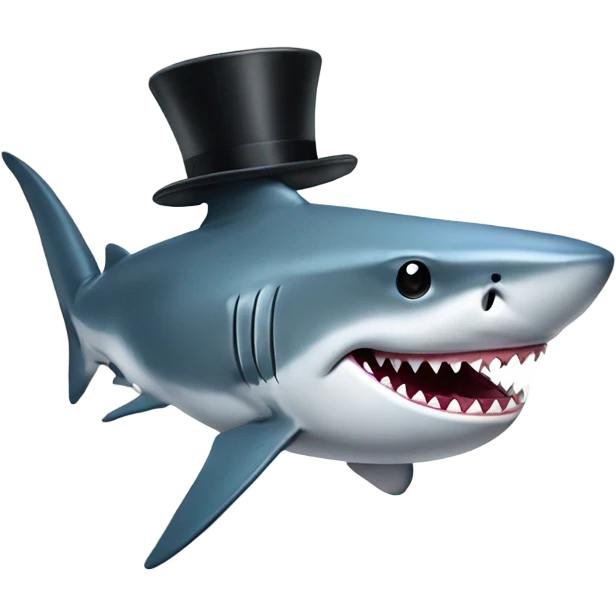 Shark with a top hat emoji