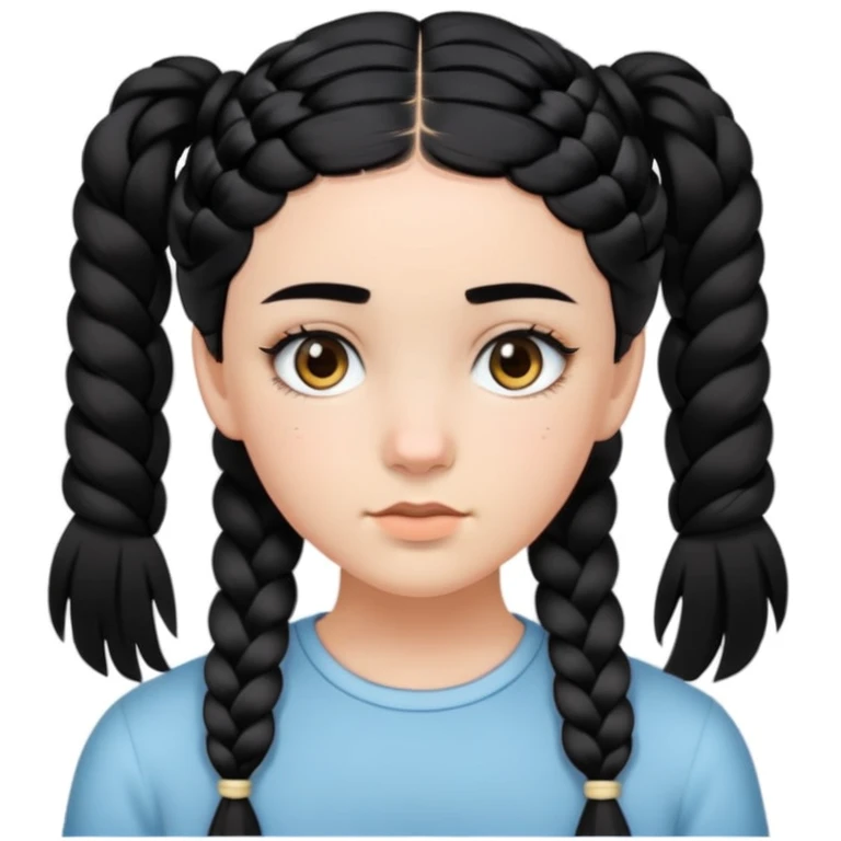 girl with short hair and two braids black hair and bleached eyebrows emoji