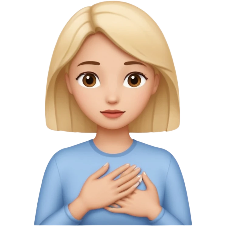 Woman placing her one hand over the heart emoji