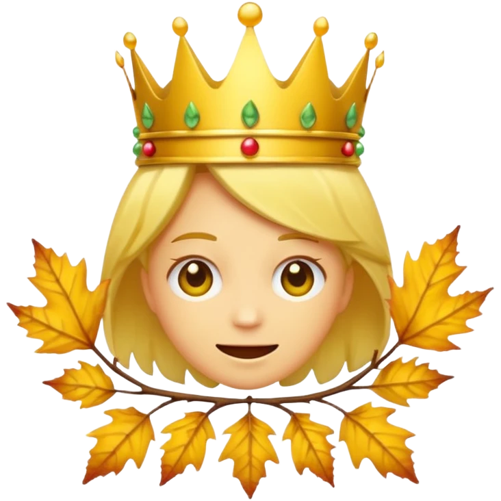 fall ecstatic emoticon artsy slightly creepy crown of leaves but make the base a normal yellow genderless emoji emoji