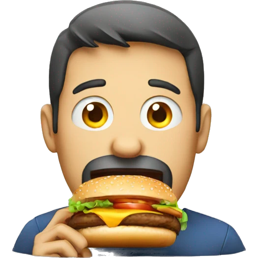 hungry man eating burger emoji