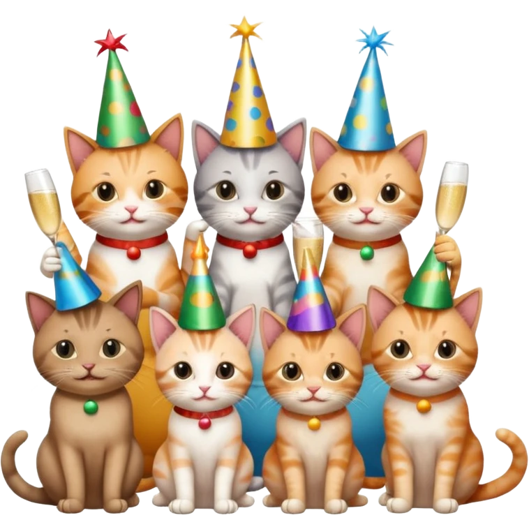 3 cats and a kitten at a birthday party emoji