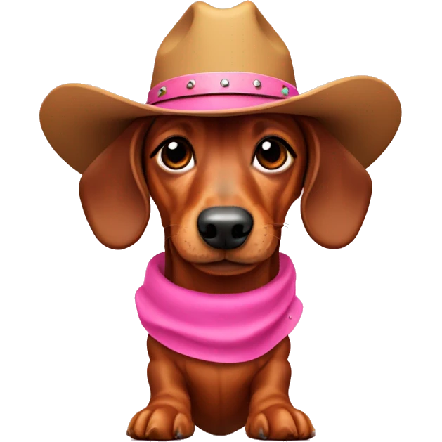 Dachshund with pink cowboy hat and cowboy boots  emoji