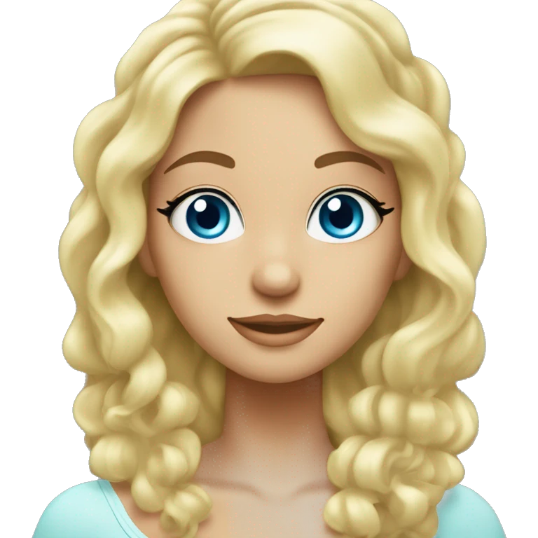 blonde girl with long wavy hair and blue eyes spa with cucumbers on eyes and a spa headband emoji