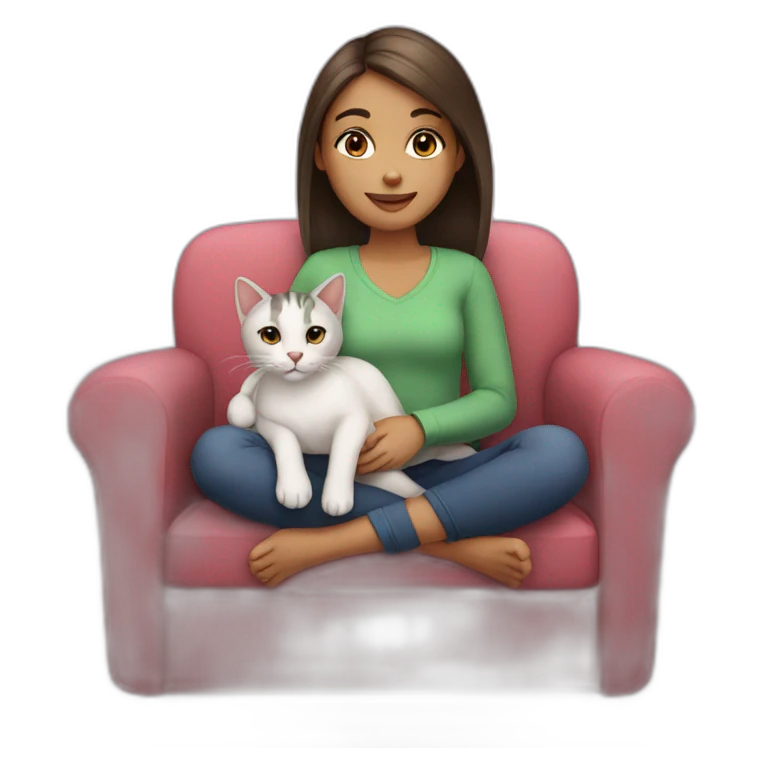 Girl with cat on lap emoji