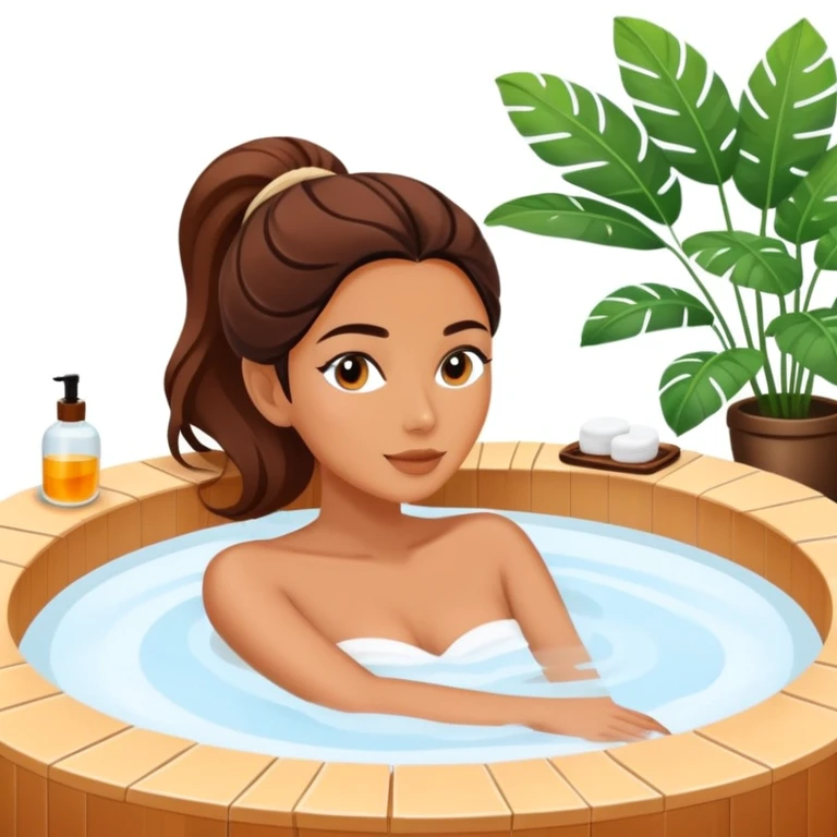 Fashionable woman relaxing in spa jacuzzi, distant view emoji