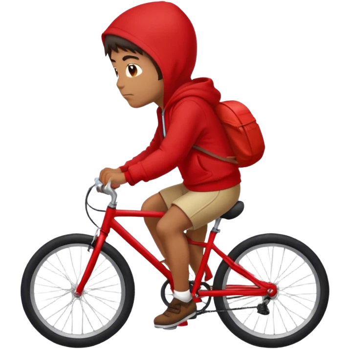 Swarley riding a bike wearing a red hoodie emoji