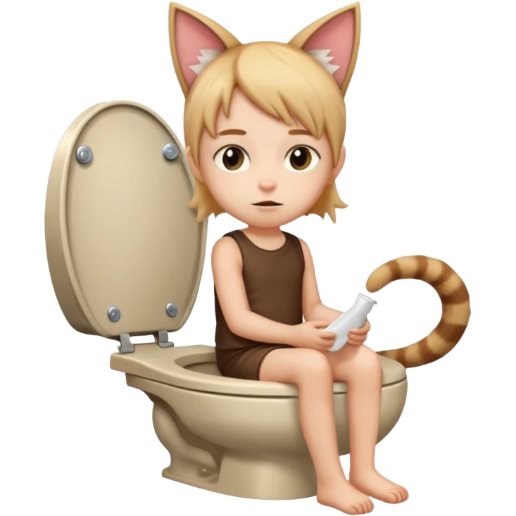 Kid in toilet cat person emoji