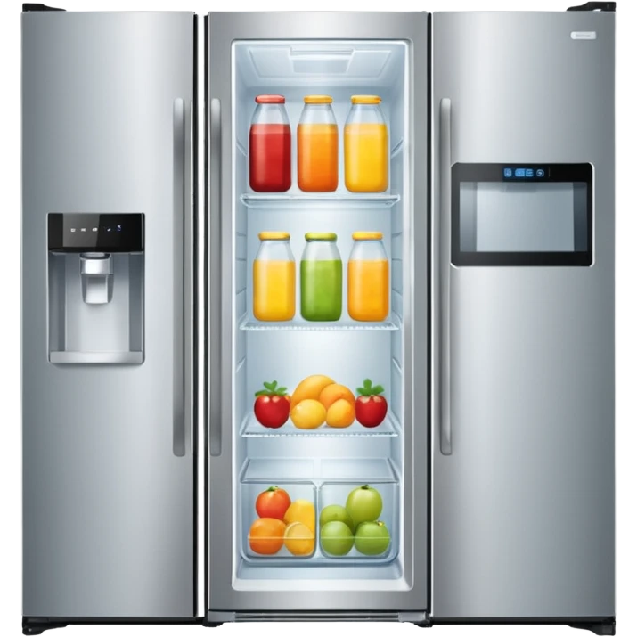 A refrigerator with a transparent front glass divided into three sections emoji