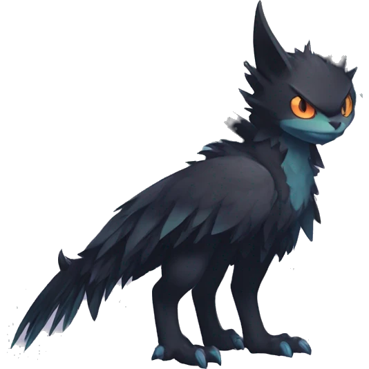 Edgy Cool Fluffy Winged Dark type Shadow type Nargacuga-Noivern-Pokémon-fusion-cat Full Body emoji