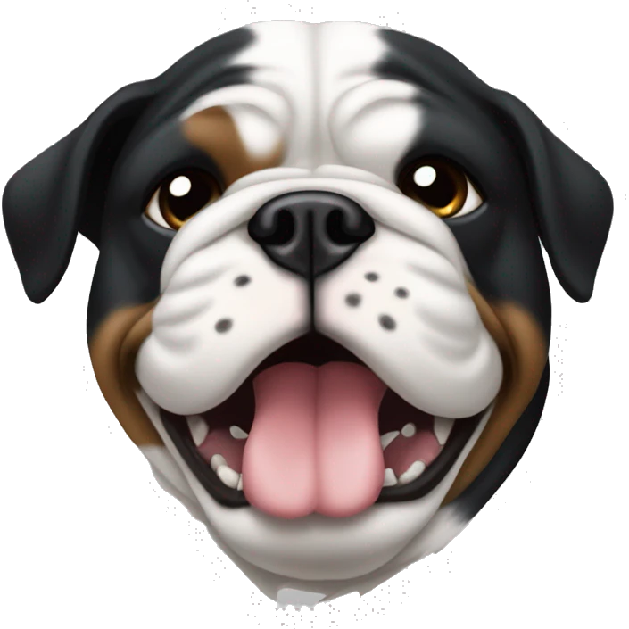 Bulldog white paws black dog and white and black face emoji