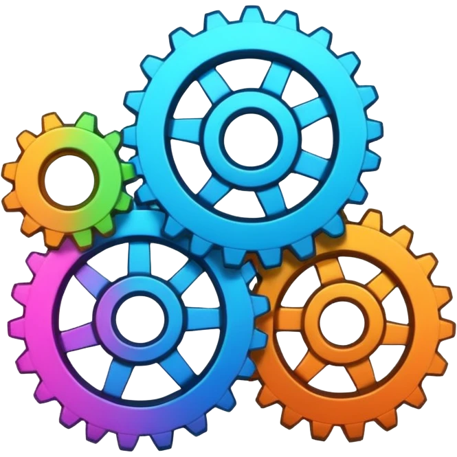 Neon gears grinding emoji