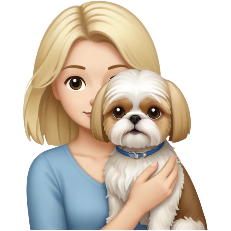 Blonde haired woman holding a shih tzu emoji