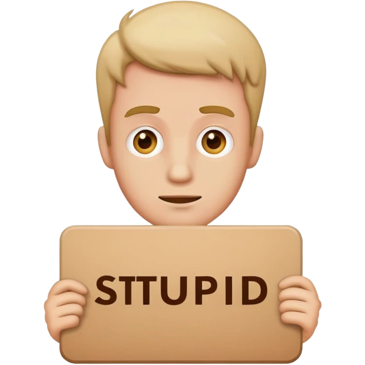 man with a sign that says stupid emoji