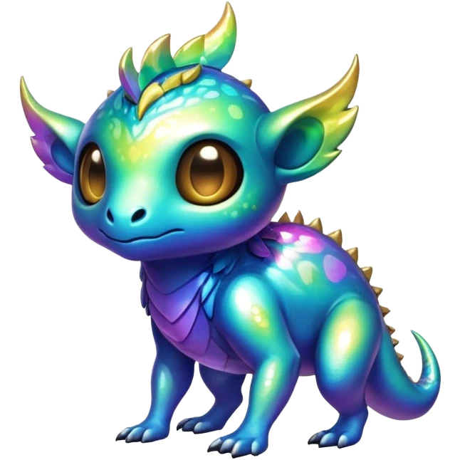Exotic shiny rare epic cute Vernid-creature, full body, with random markings emoji