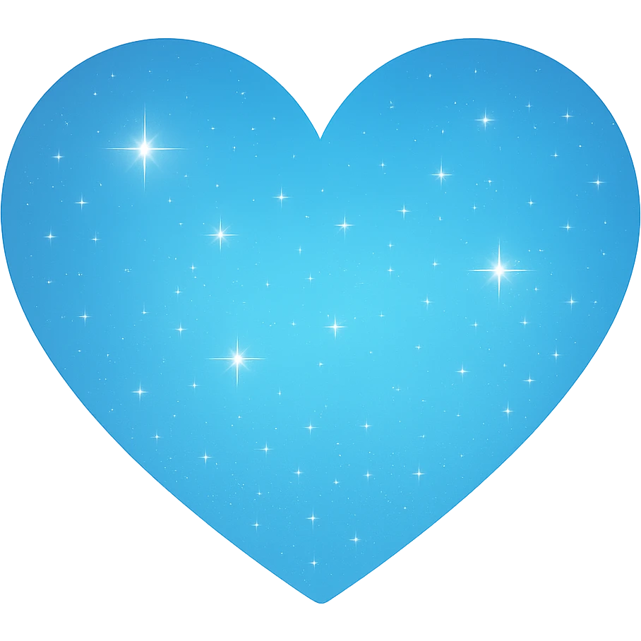 Modify the heart with a night sky gradient to light blue night theme with a light blue gradient, more stars, and a soft glow. Remove the background entirely  emoji