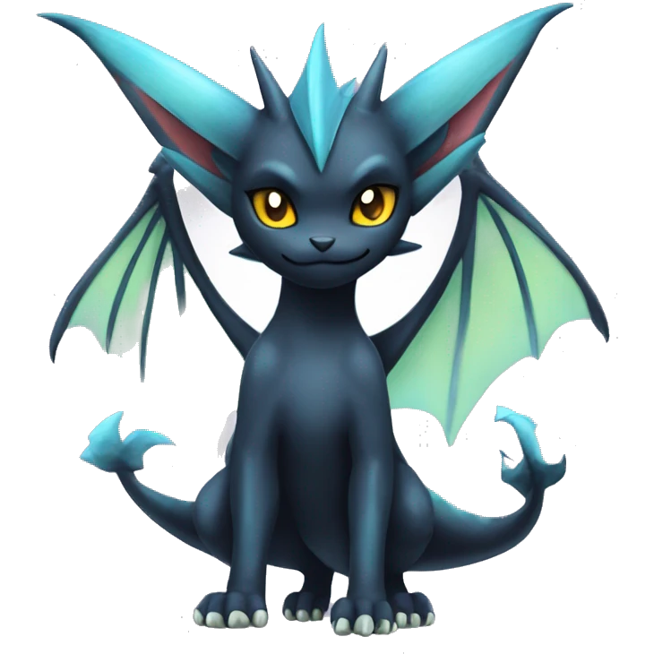 Black Edgy Ethereal Noivern-Vaporeon-Litten full body emoji