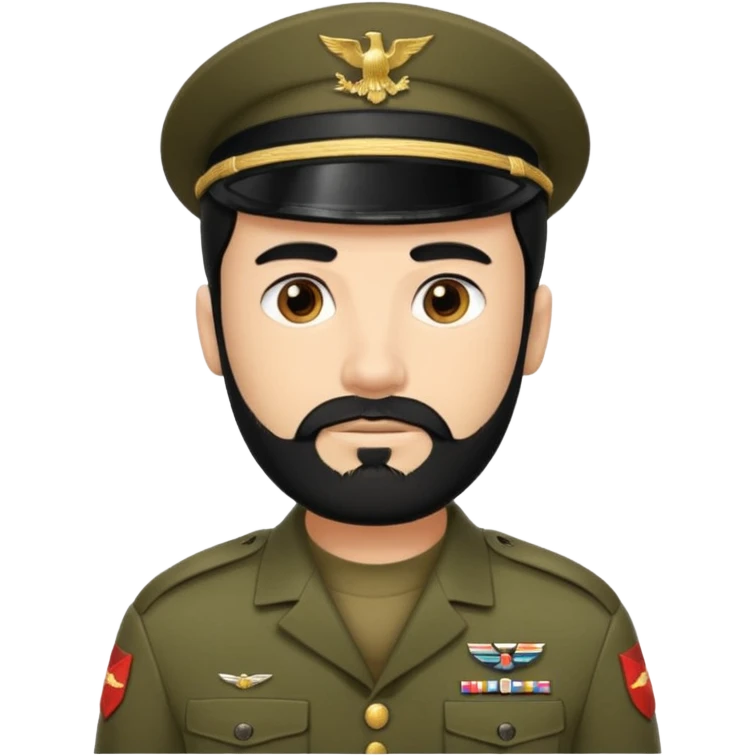 male soldier black hair and beard style remove cap emoji