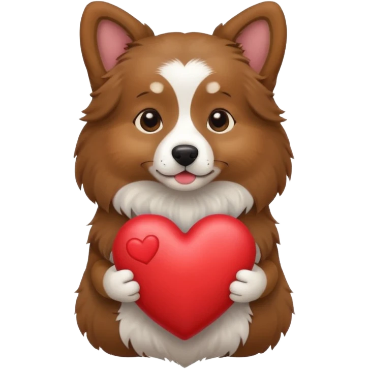 Dog holding a heart emoji
