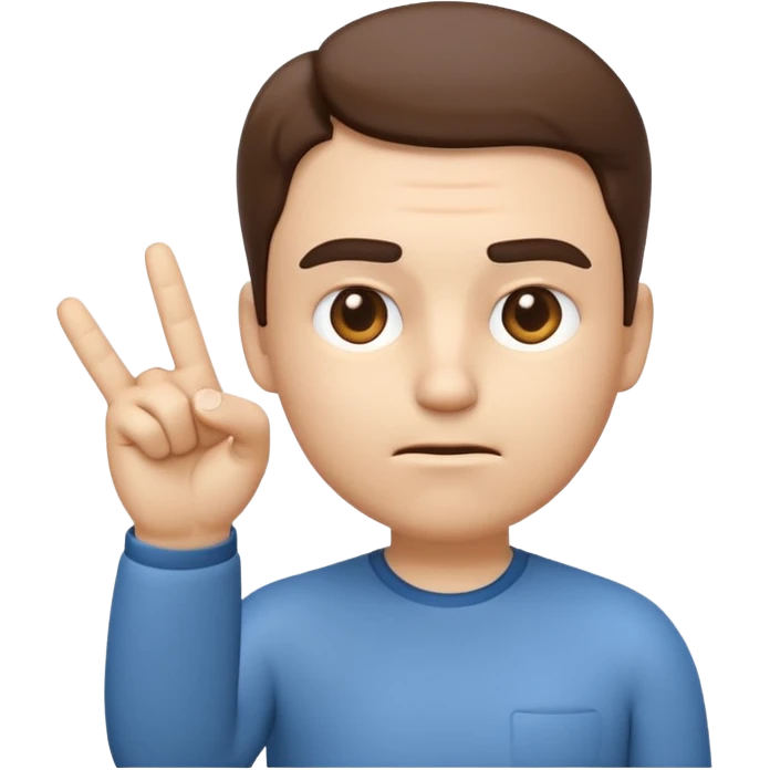 iOS-style 3D emoji: a person with slightly furrowed eyebrows, serious expression, head tilted forward, index finger raised and wagging, with motion lines around the finger to show movement emoji