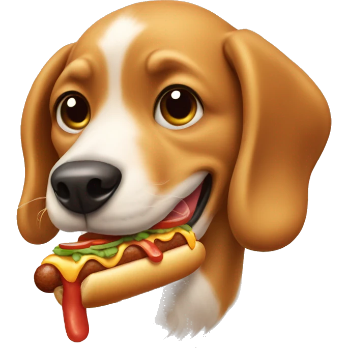 Dog eating a hotdog emoji