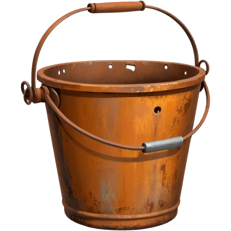 Rusty metal bucket with handle.




















 emoji