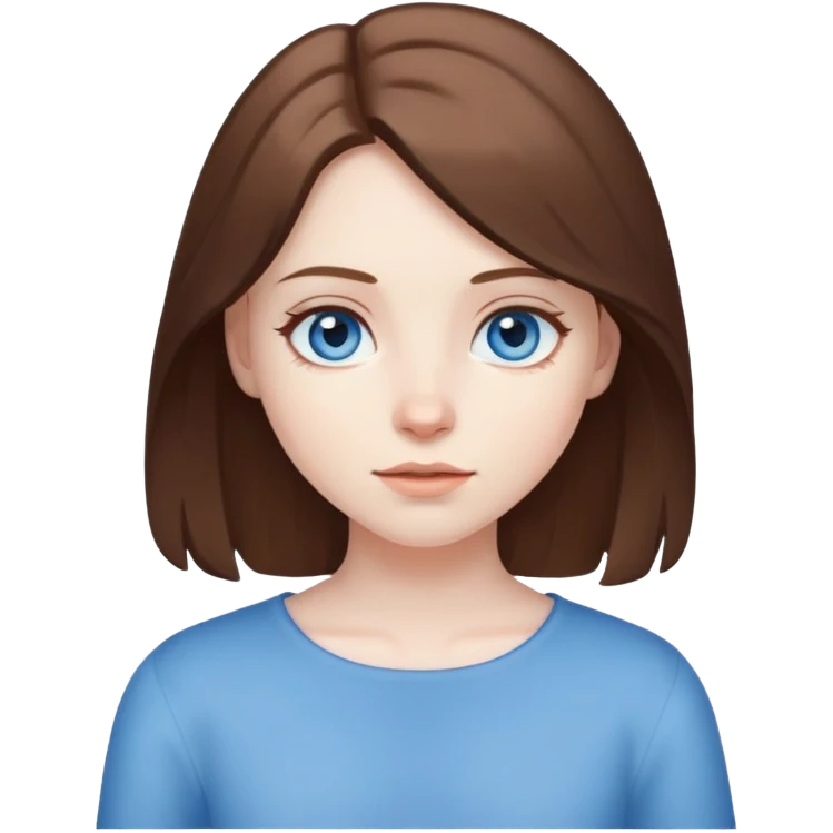 girl with pale skin, blue eyes, and shoulder length brown hair emoji