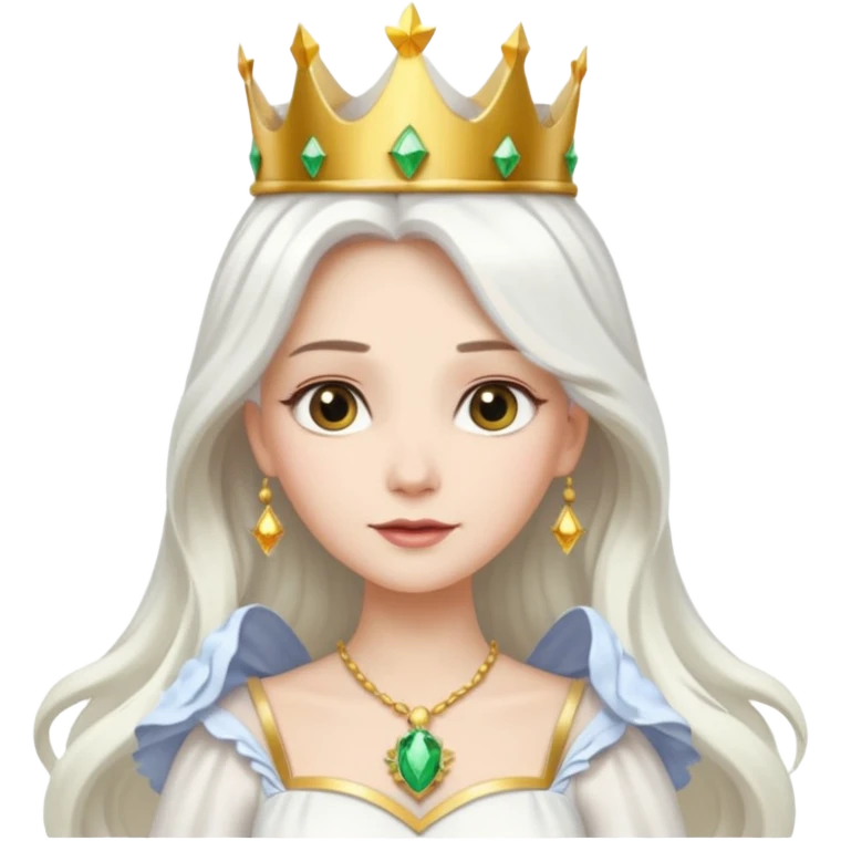The Good Witch from The Land of Oz with long white hair, white outfit and crown emoji