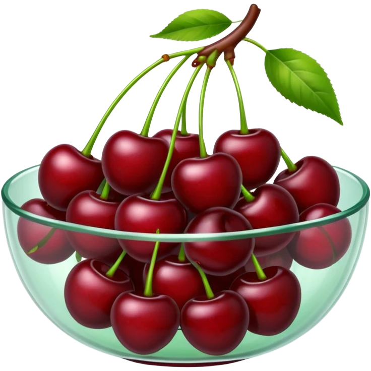 Glass Bowl of dark red Cherries  emoji