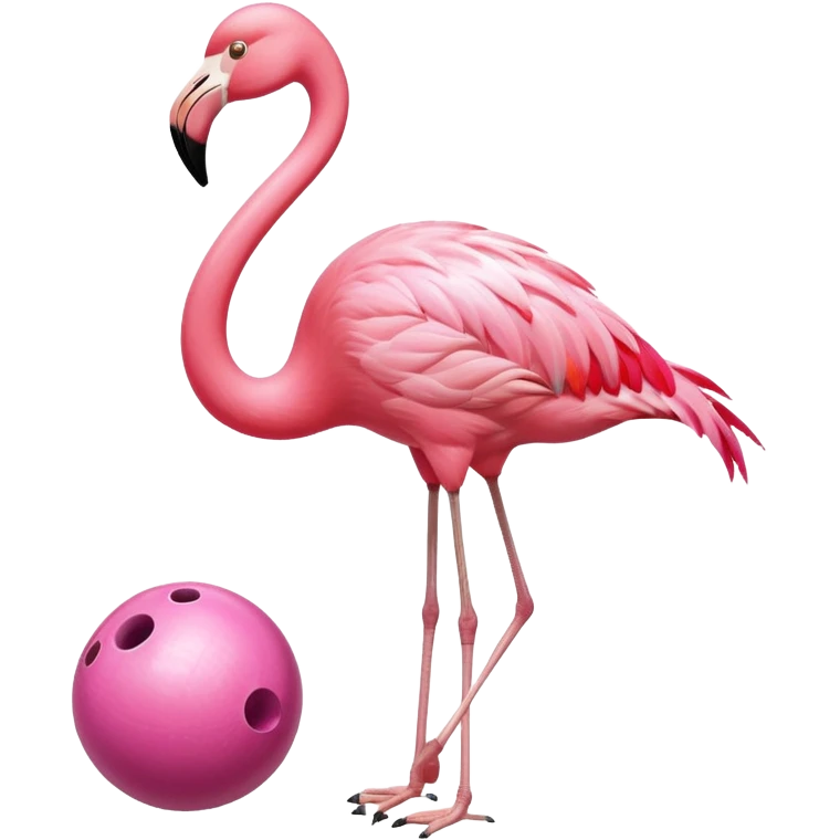 Flamingo playing bowling emoji