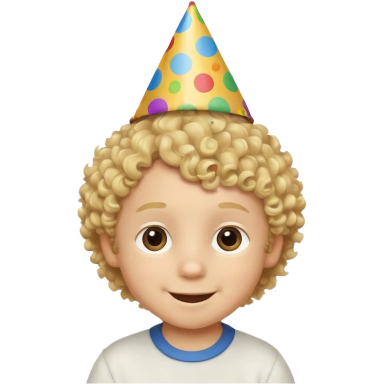 a little boy with birthday hat, blond curly hair















 emoji