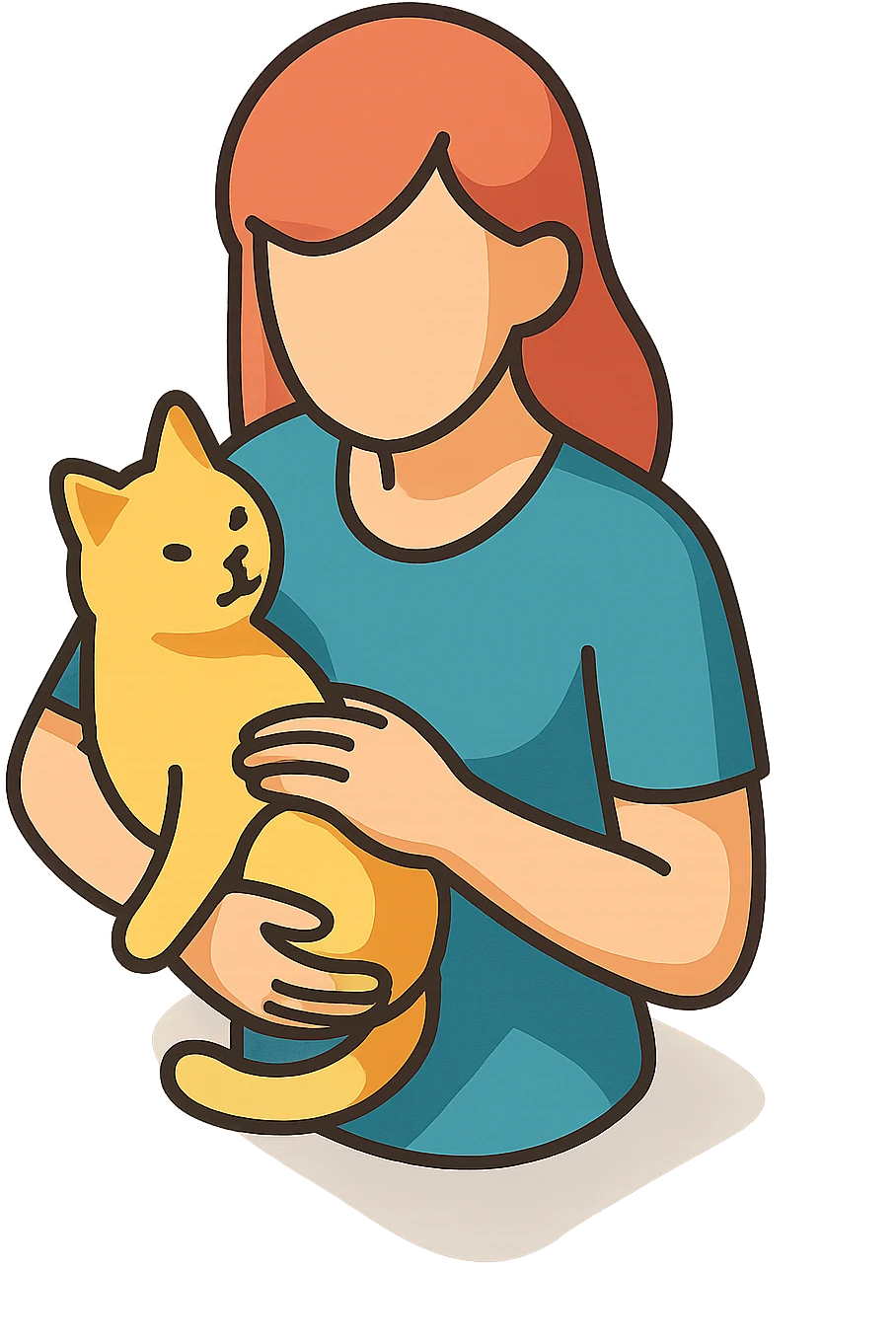 женщина заботится о кошке emoji