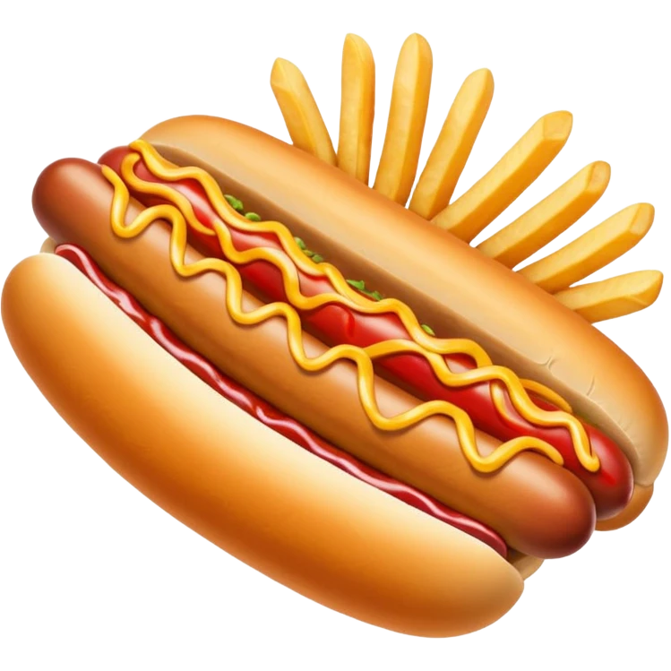 hot dog with french fries and ketchup emoji