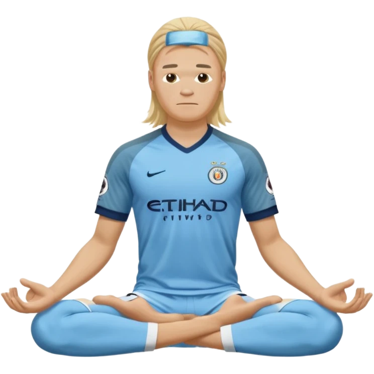 Erling Haaland long hair doing the lotus Manchester city  emoji