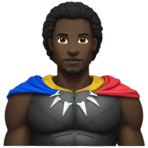 Black panther hero with Central African Republic flag color emoji