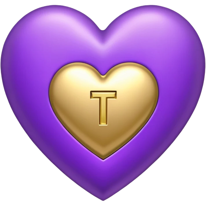 The golden Letter “t” inside a Purple Heart emoji