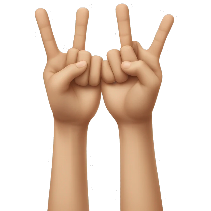 Two hands forming a 'W' shape with the thumbs touching and the index fingers pointing upward emoji