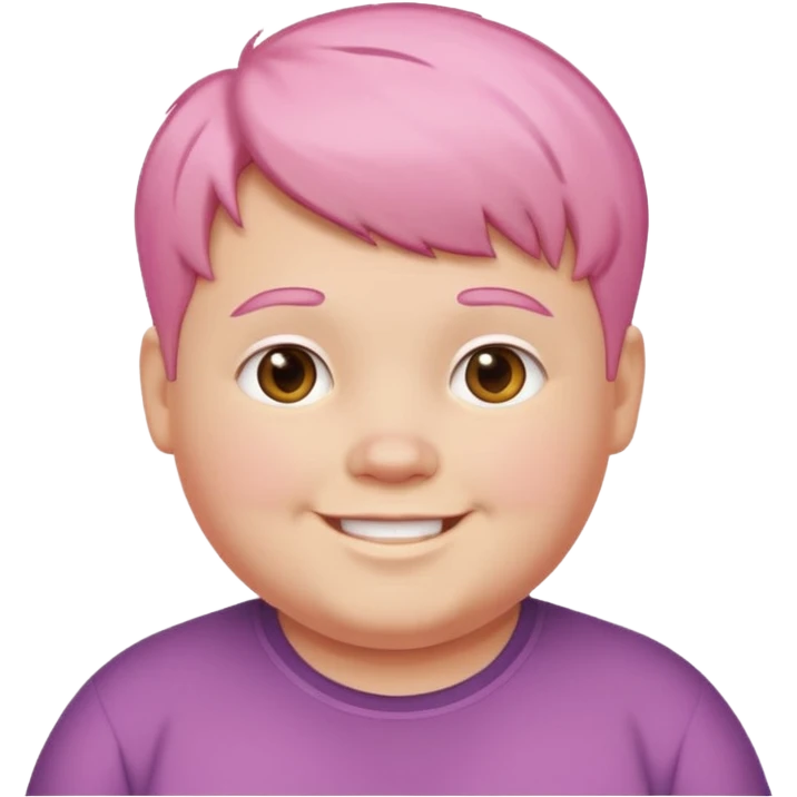 un nene blanco rellenito con pelo corto rosa emoji