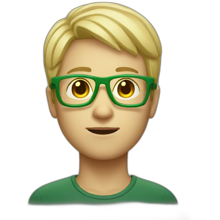 short blond hair male green glasses blinded by light emoji