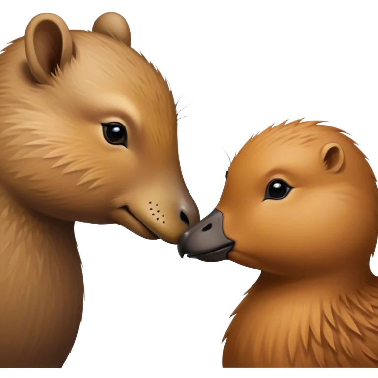 Duck and capybara nose to nose cute emoji