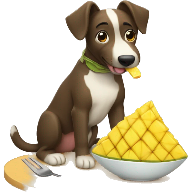 Perro comiendo piña emoji