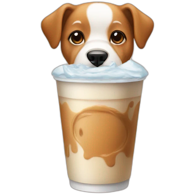 dog holding iced latte emoji