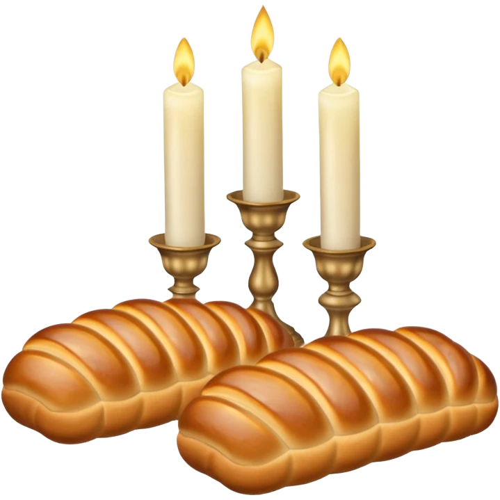 Shabbat two pale beige candles and hala bread  emoji