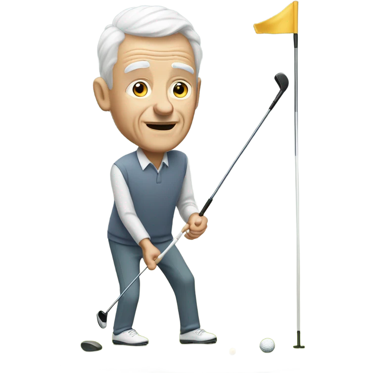 Elderly white male no facial hair playing golf emoji