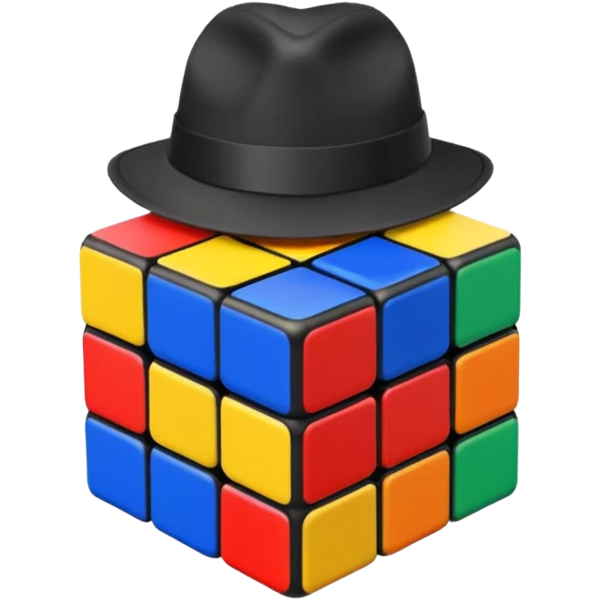 Rubik's Cube with a hat emoji