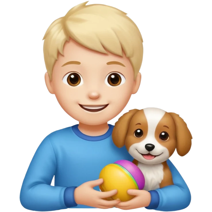 child with dog toys emoji