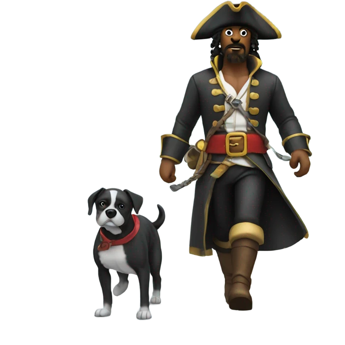 pirate walking a boxer dog in the snow emoji