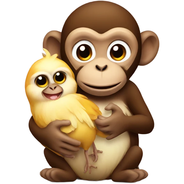 Monkey holding chicken  emoji