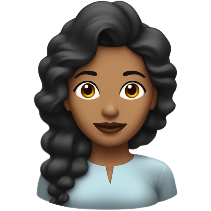 Pelo negra,ondulada,cejona,labios grandes  emoji